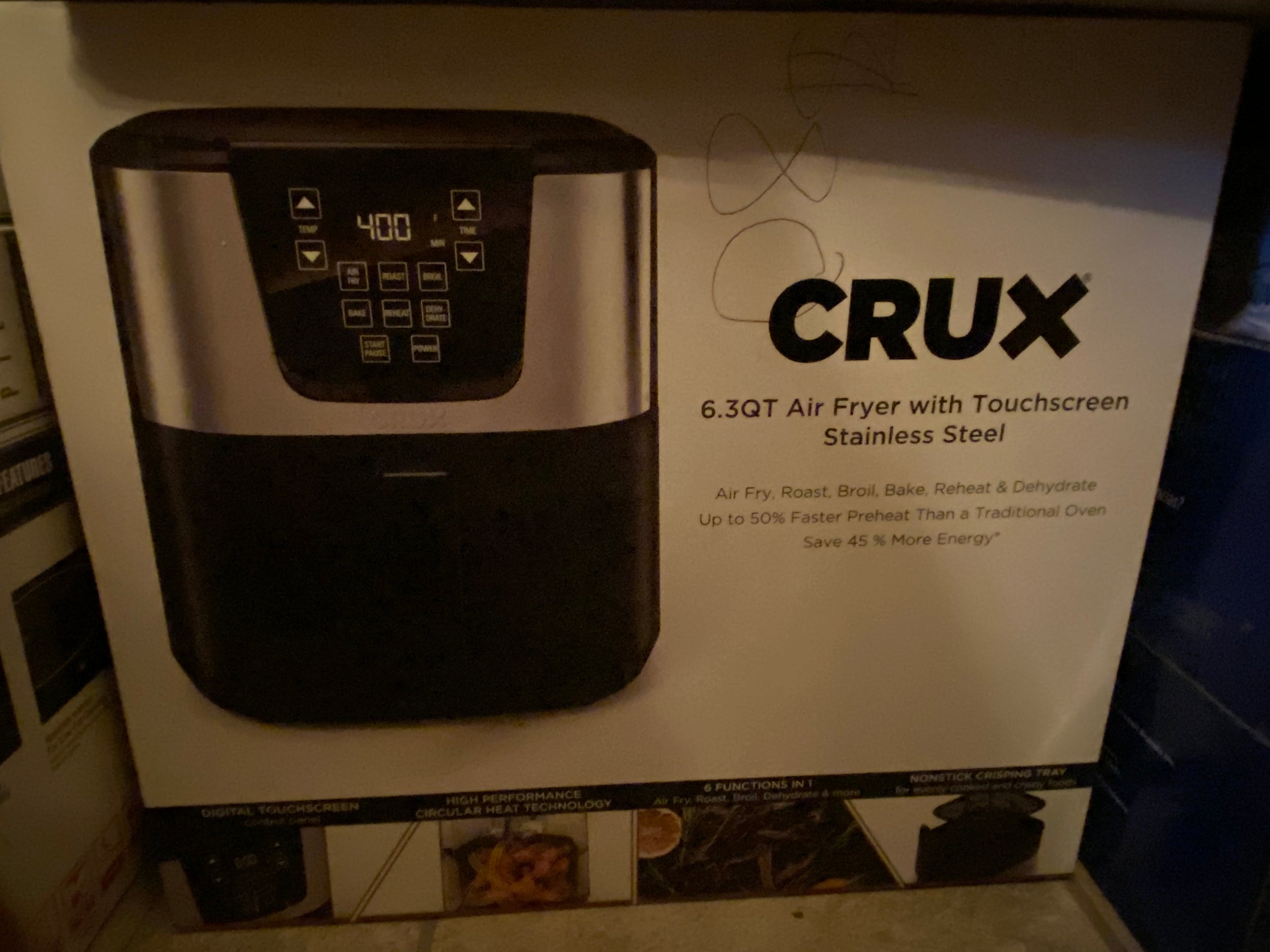 Crux 6.3-Quart Digital Touchscreen Electric Air Fryer 